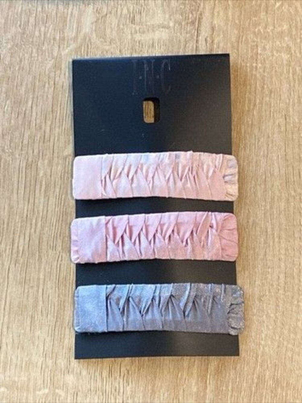 Inc Barrettes 3 Pieces Pink Grey Braided 3”